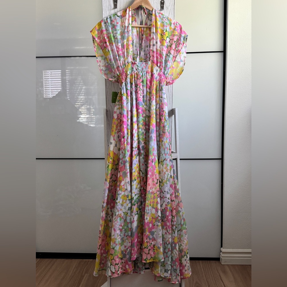 Kate Spade Colorful Floral Dots Beach Cover Up  MIDI Dress - Picture 8 of 11